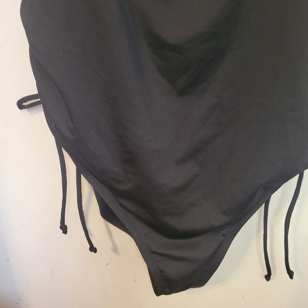 Hurley Black One Piece Swimsuit 3X NWT Adjustable Straps Side Tie Stretch Logo - Picture 3 of 6